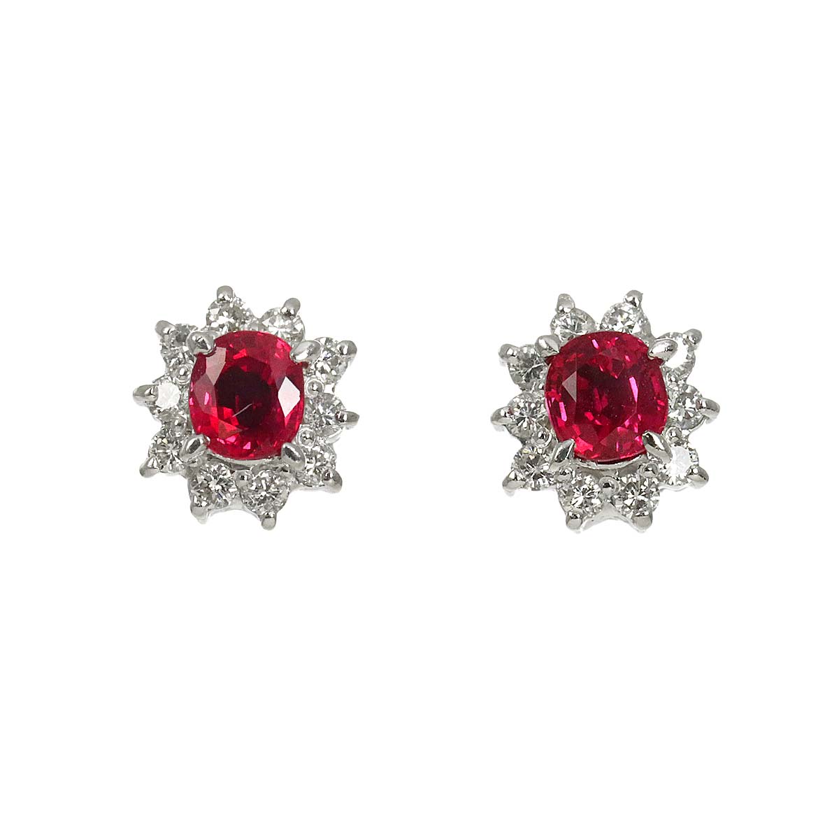 Ruby 0.41ct/0.41ct Diamond 0.14ct/0.14ct Earrings Pierced Pt