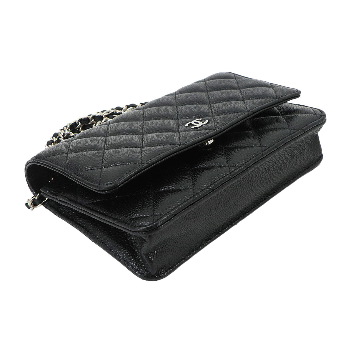 Matelasse Classic Chain Wallet Leather Black AP0250