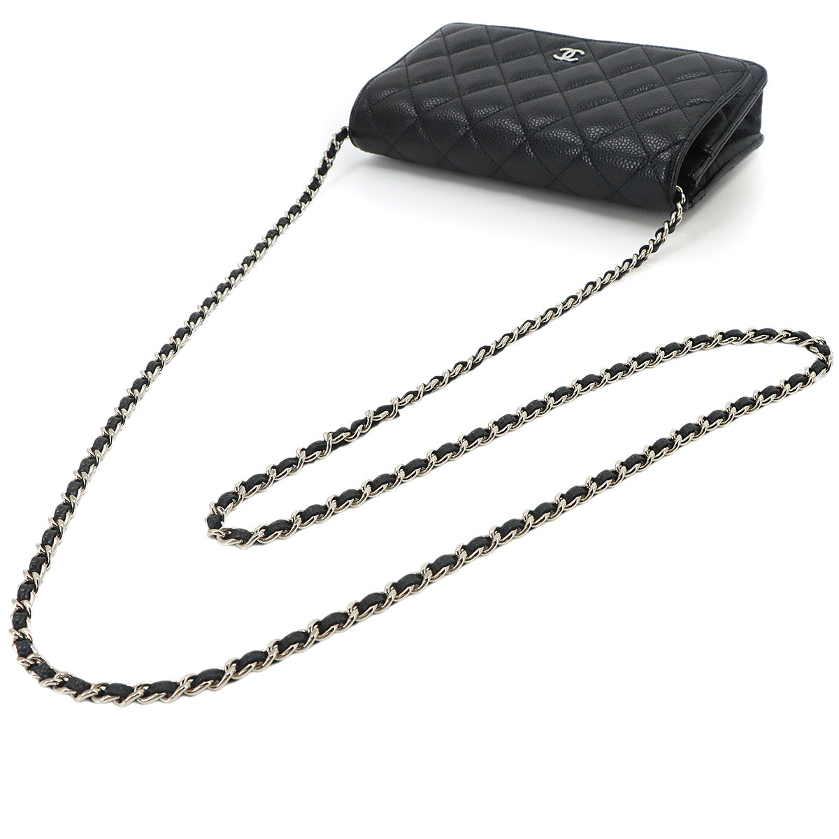 Matelasse Classic Chain Wallet Leather Black AP0250