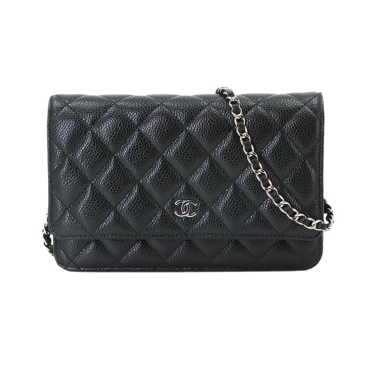 Matelasse Classic Chain Wallet Leather Black AP0250