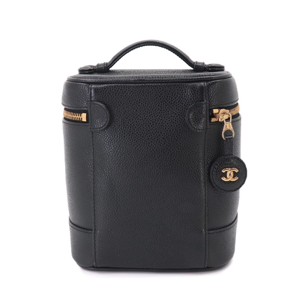 Vanity Hand Bag Leather Black A01998 Coco Logos Vintage Purse