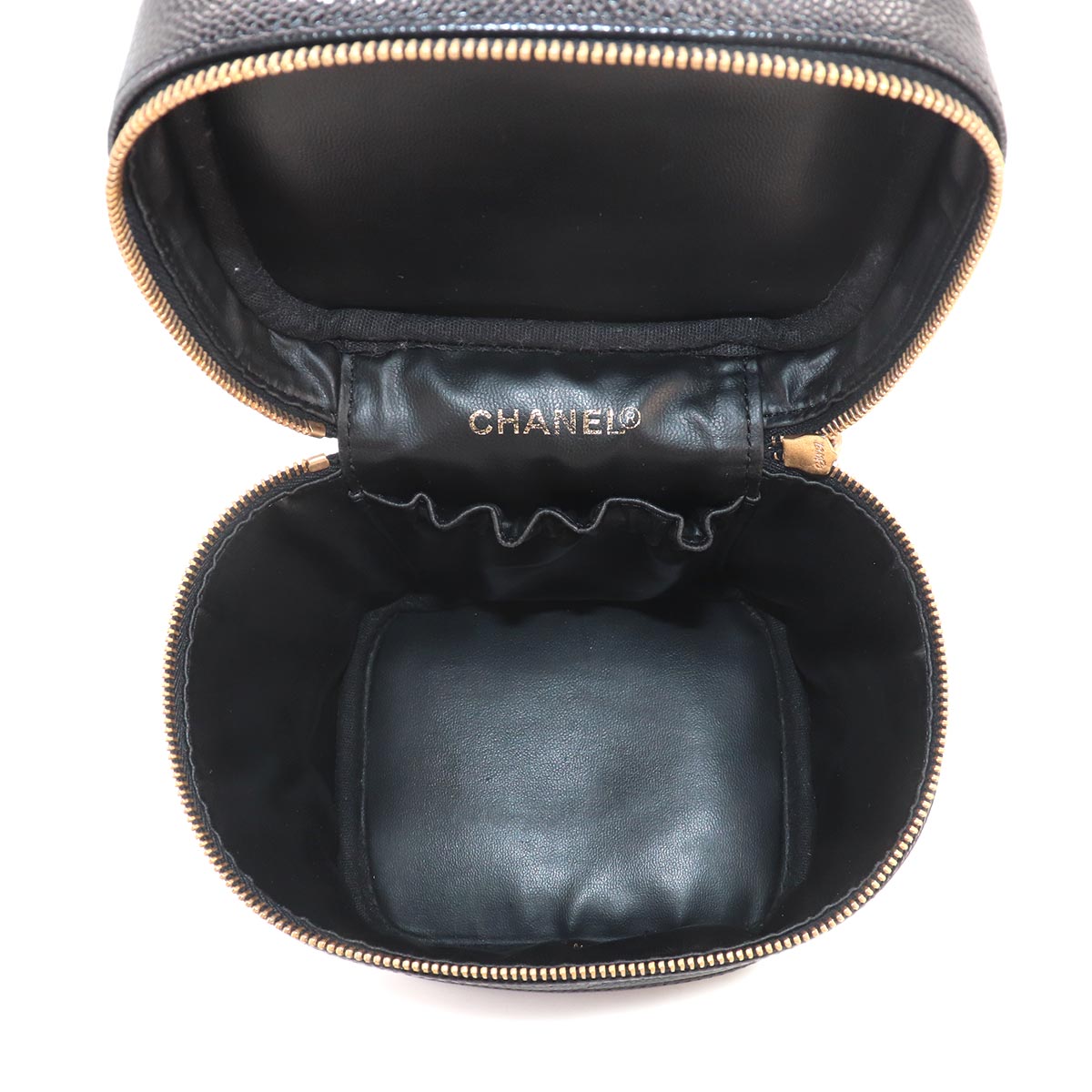 Vanity Hand Bag Leather Black A01998 Coco Logos Vintage Purse