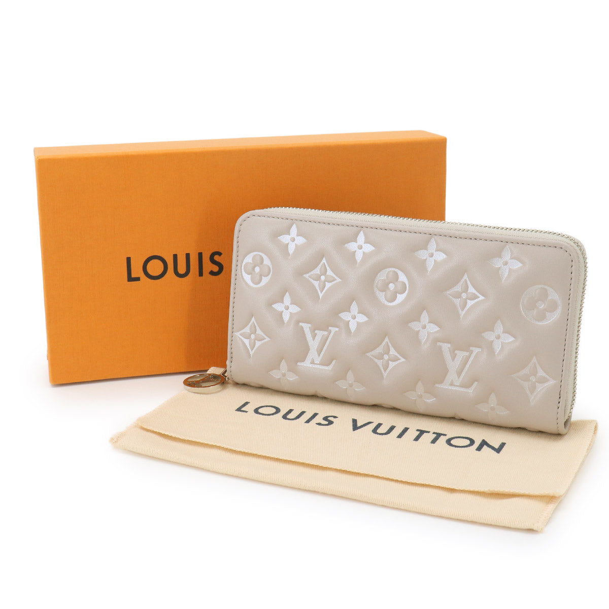 Monogram Coussin Zippy Wallet Leather Gray M13700 Purse