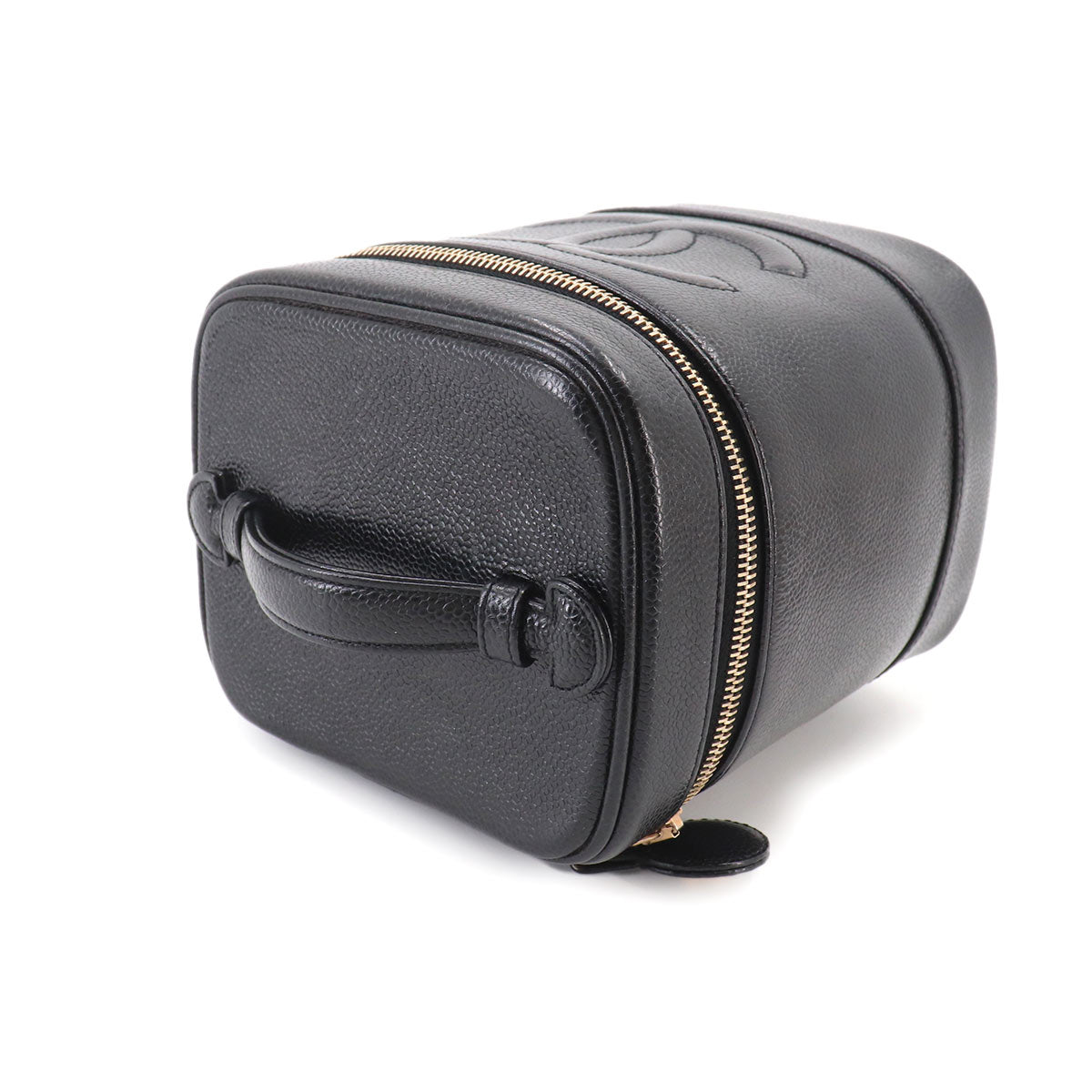 Vanity Hand Bag Leather Black A01998 Coco Logos Vintage Purse