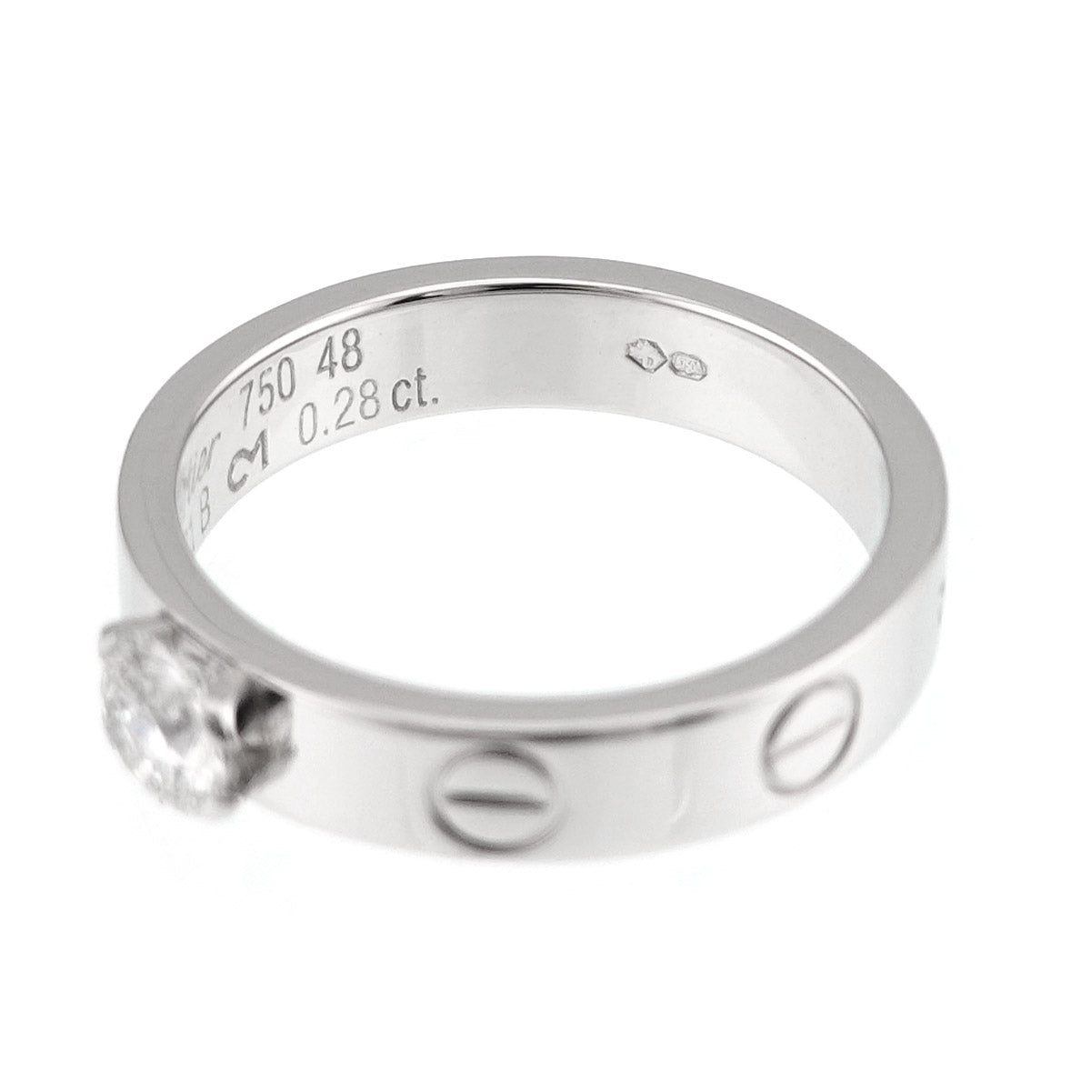 Mini Love Diamond 0.28ct E/VVS1 Ring 18K WG 750 size48 4-4.5US