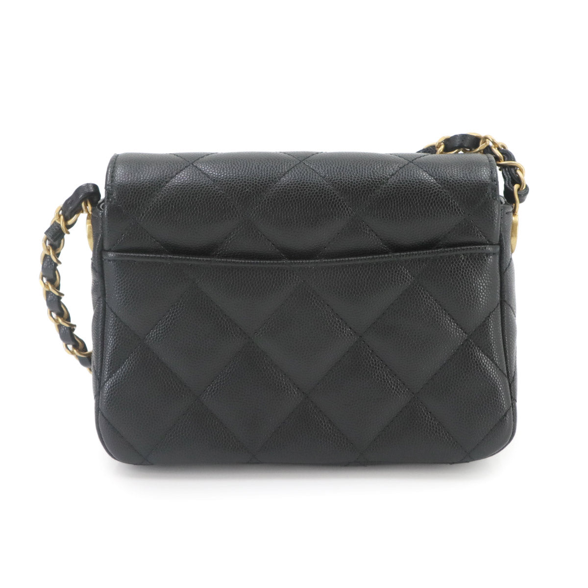 Matelasse Mini Flap Chain Shoulder Bag Leather Black Purse
