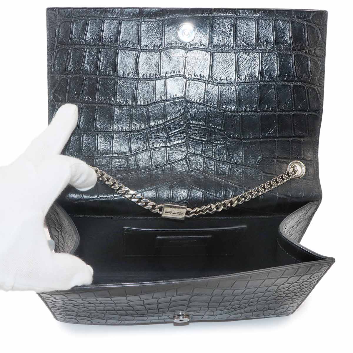 Kate Medium Chain Shoulder Bag Leather Black 354119