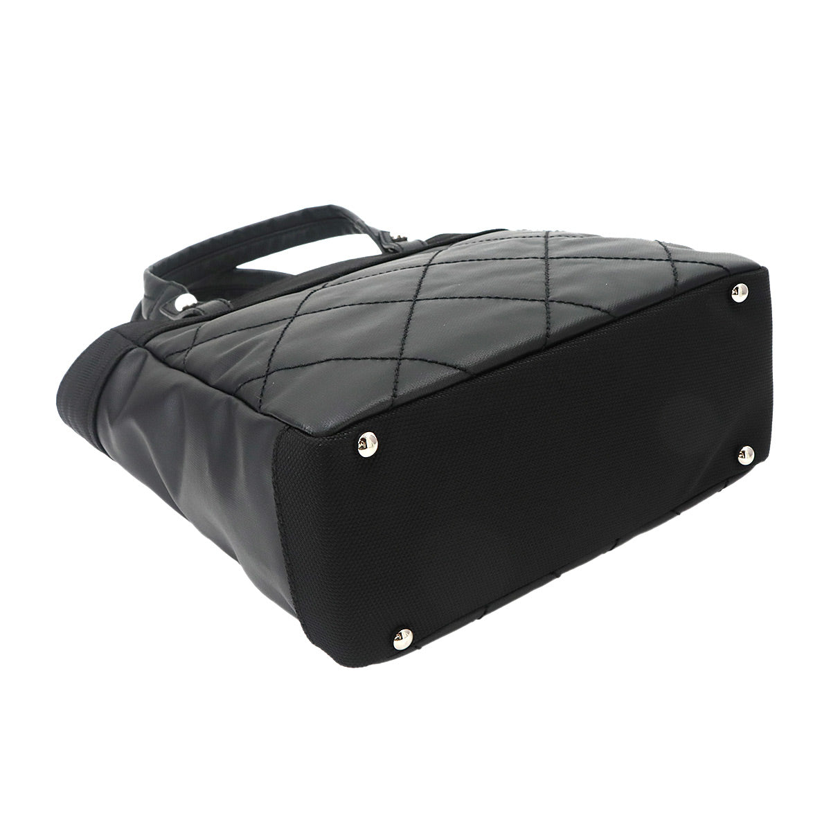 Paris Biarritz PM Tote Bag PVC Nylon Leather Black A34208 Purse