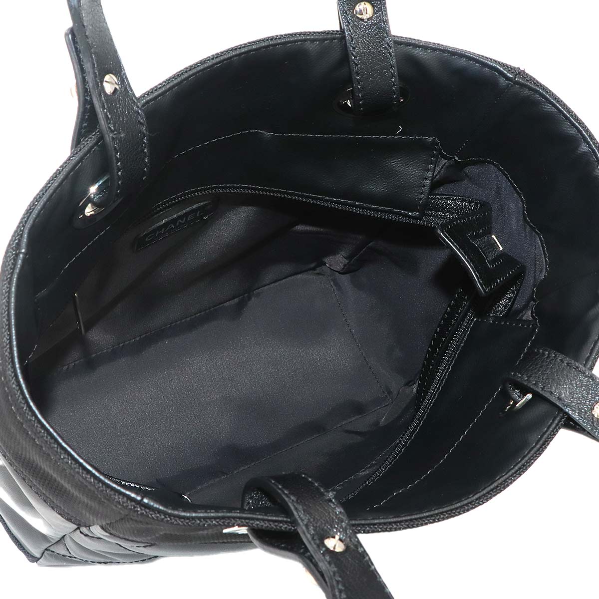 Paris Biarritz PM Tote Bag PVC Nylon Leather Black A34208 Purse