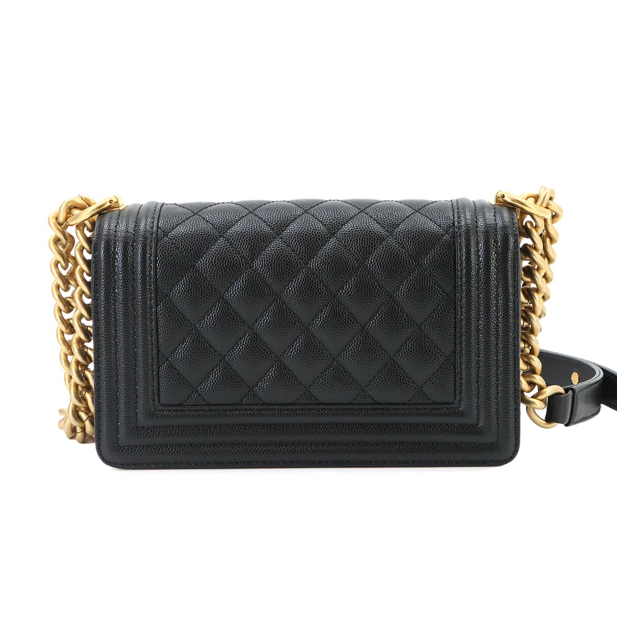 BOY CHANEL Small Chain Shoulder Bag Leather Black A67085
