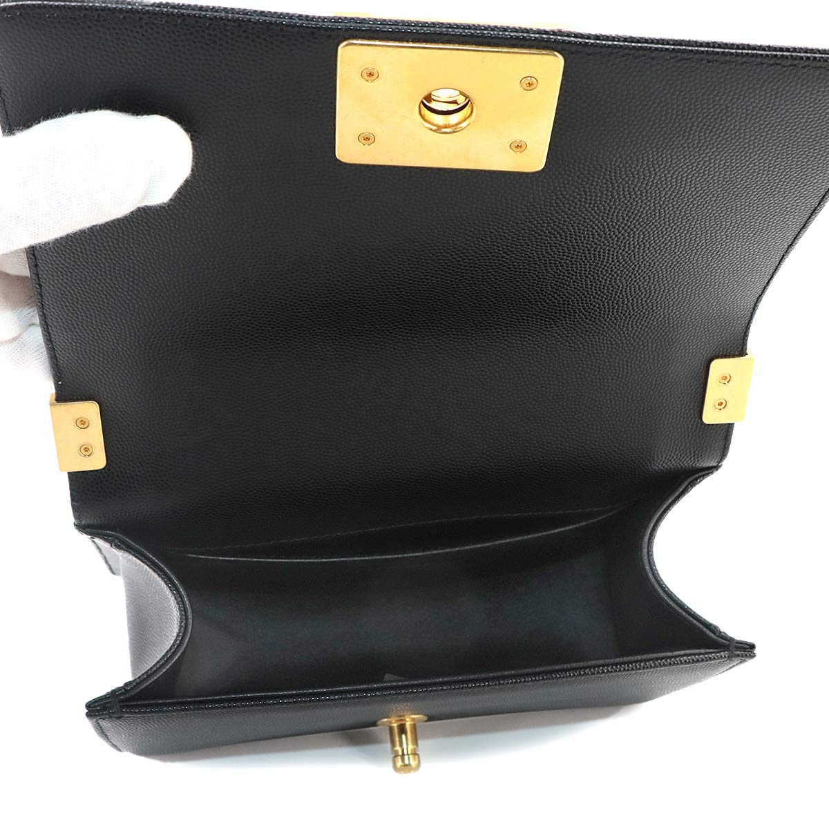 BOY CHANEL Small Chain Shoulder Bag Leather Black A67085