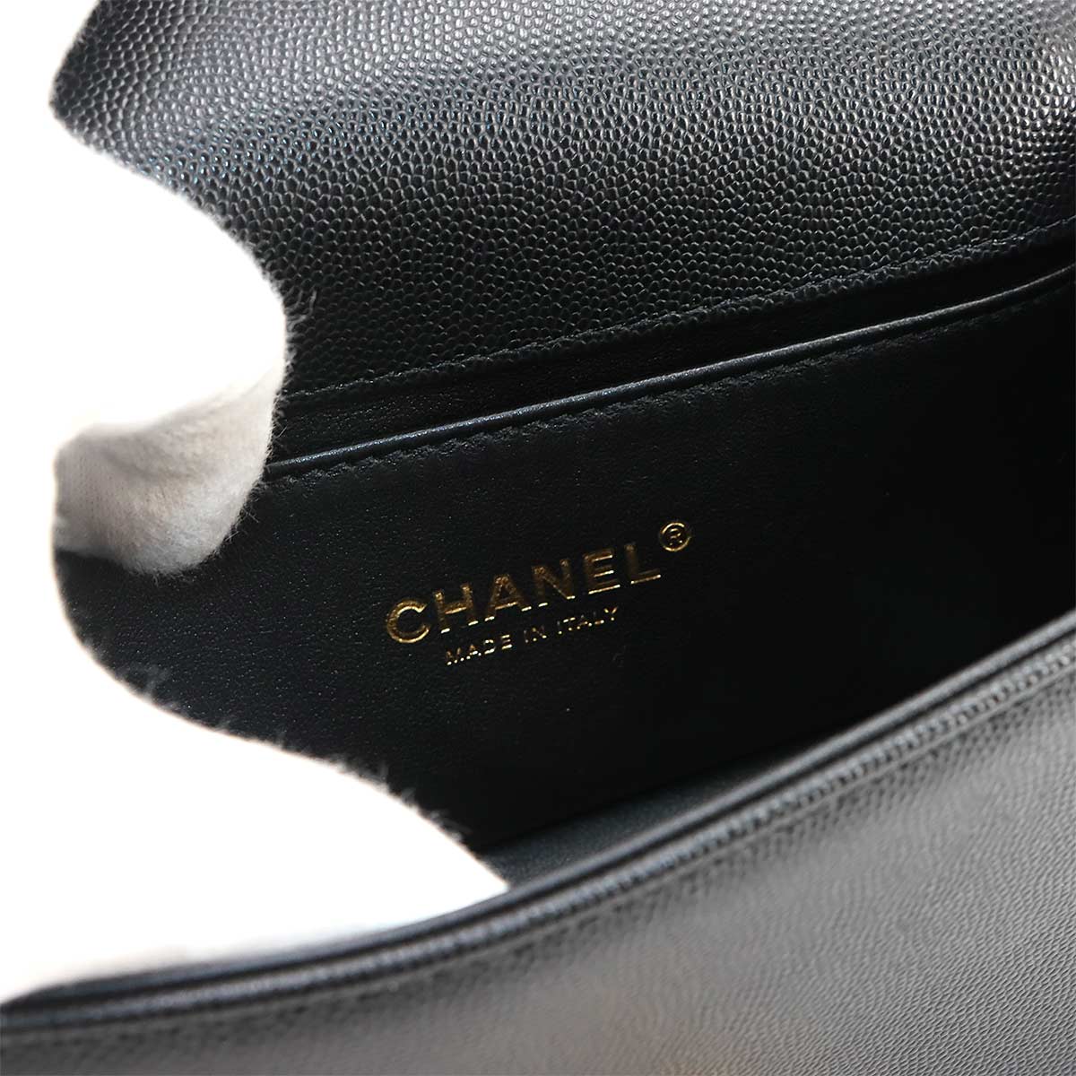 BOY CHANEL Small Chain Shoulder Bag Leather Black A67085