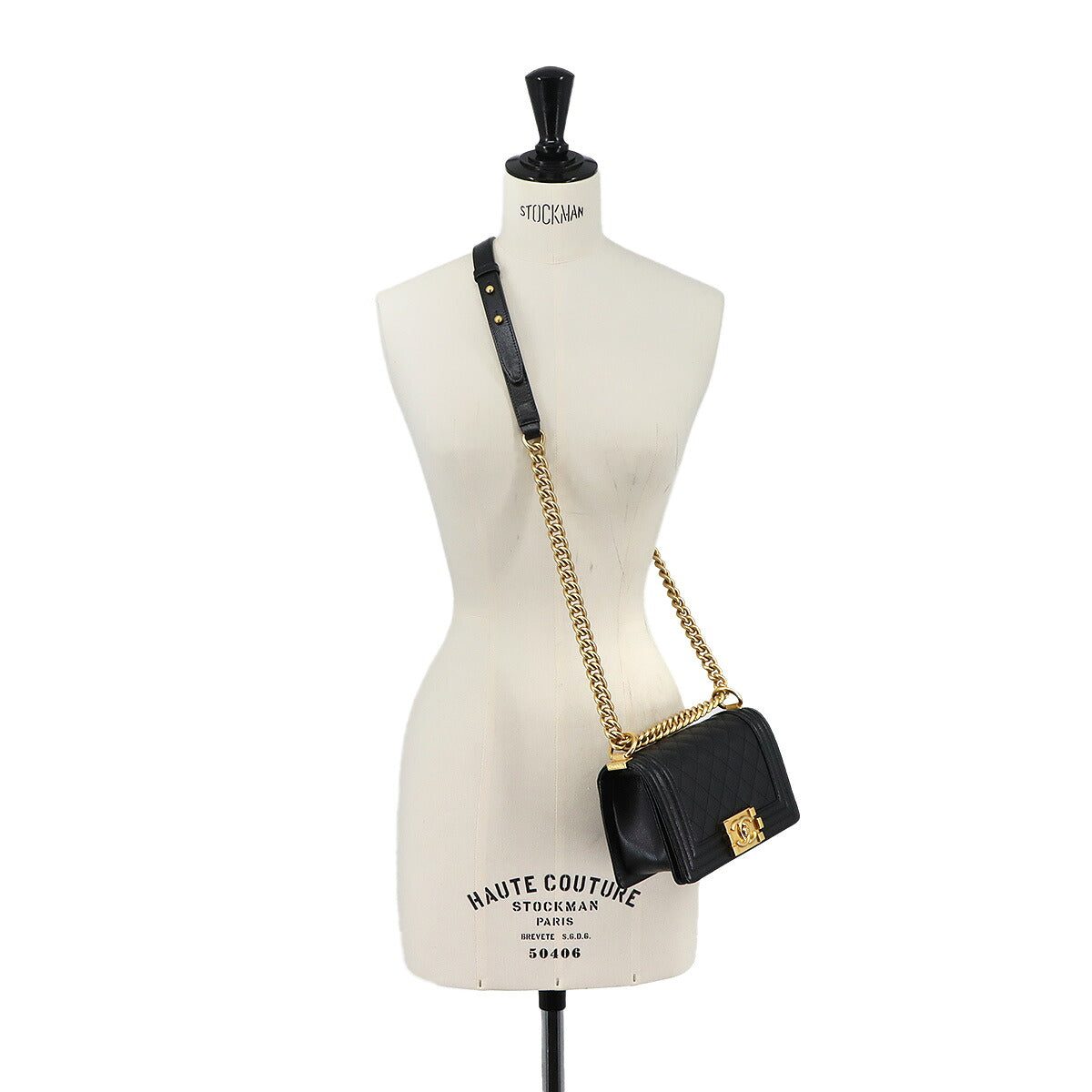 BOY CHANEL Small Chain Shoulder Bag Leather Black A67085
