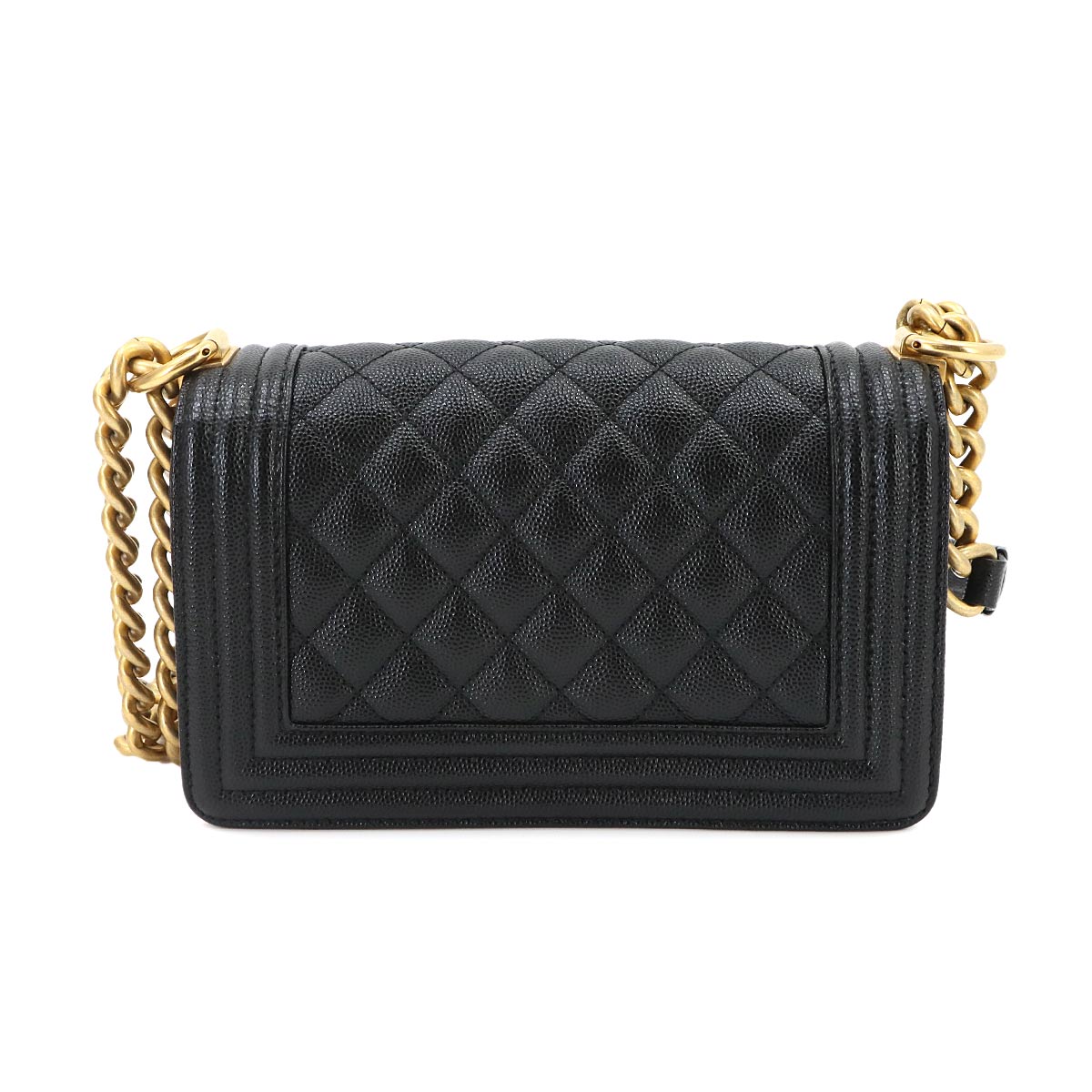 BOY CHANEL Small Chain Shoulder Bag Leather Black A67085