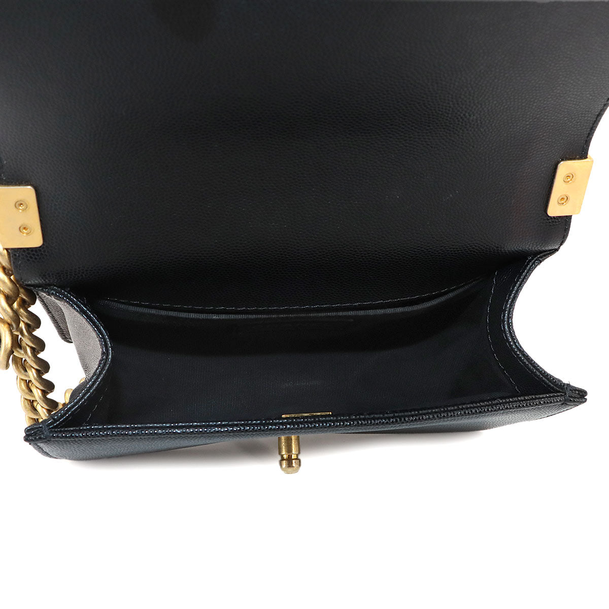 BOY CHANEL Small Chain Shoulder Bag Leather Black A67085