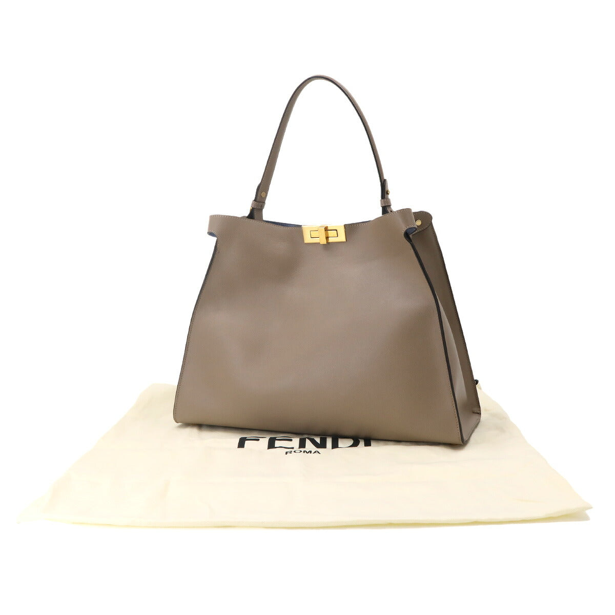 Way Large Tote Bag Leather Gray 8BN369