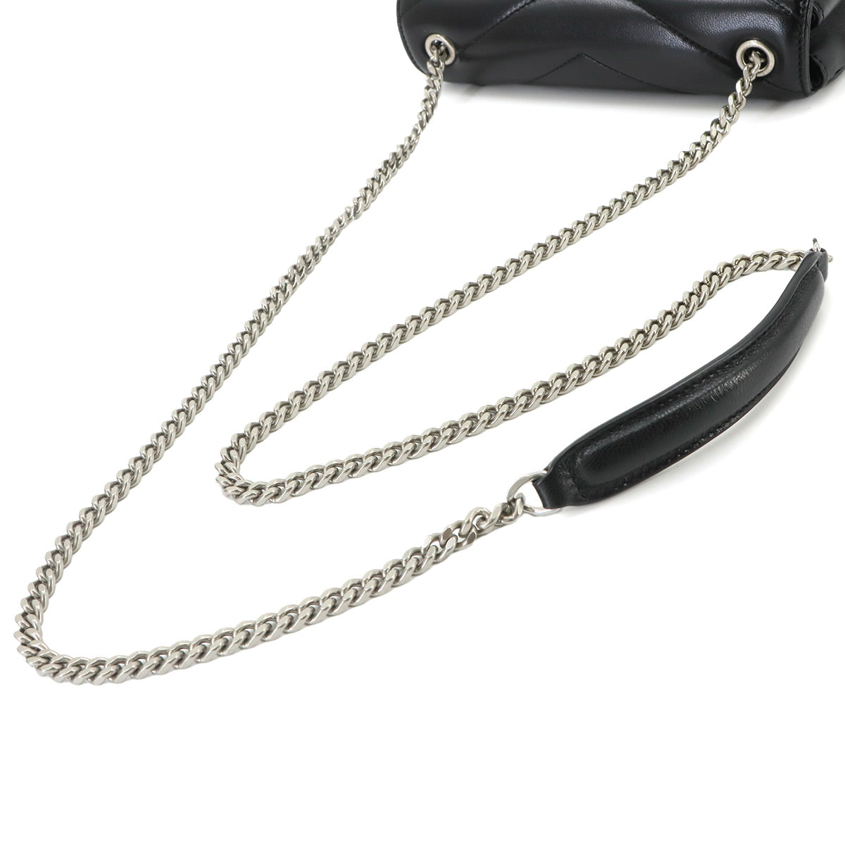 Loulou Mini Chain Shoulder Bag Leather Black 821749