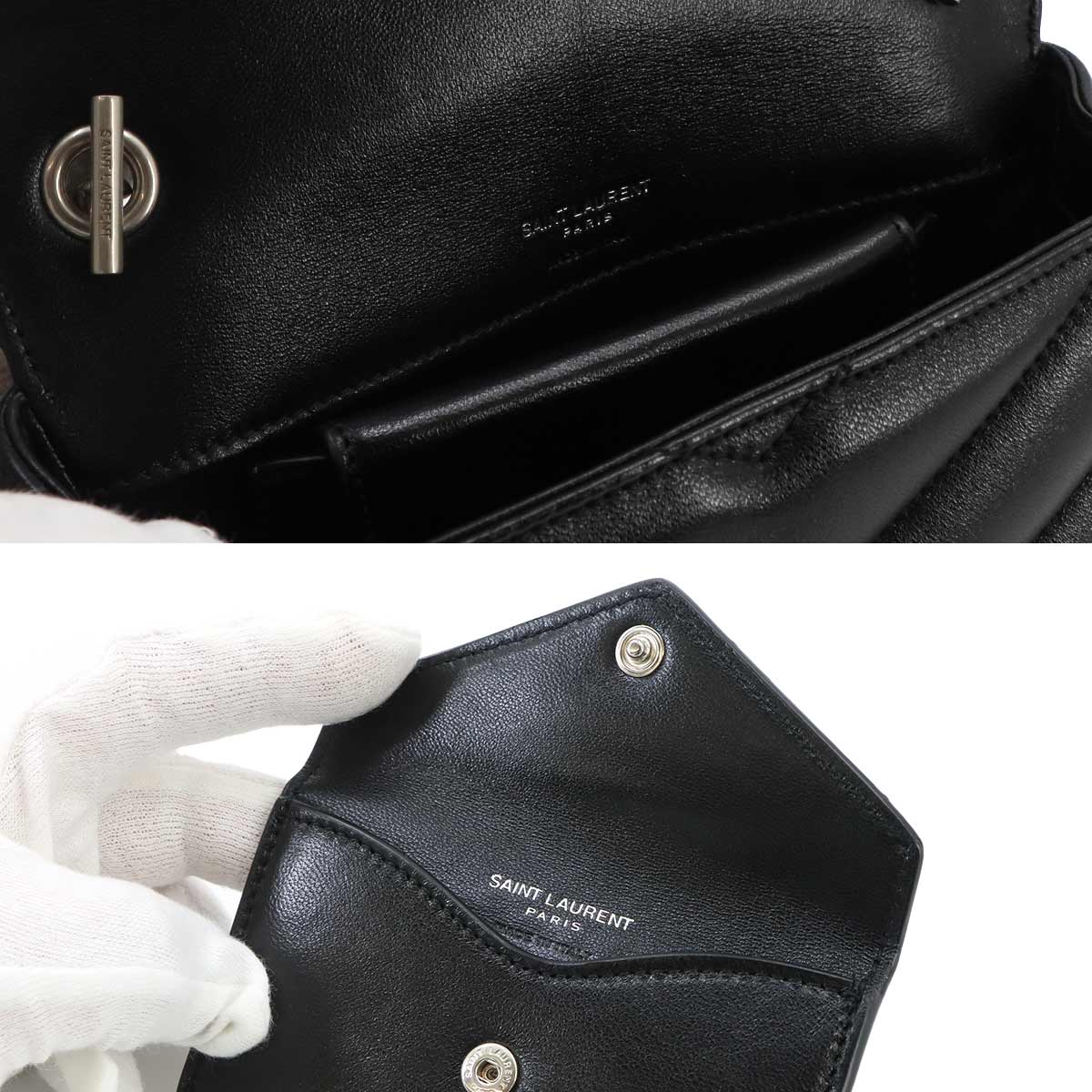 Loulou Mini Chain Shoulder Bag Leather Black 821749