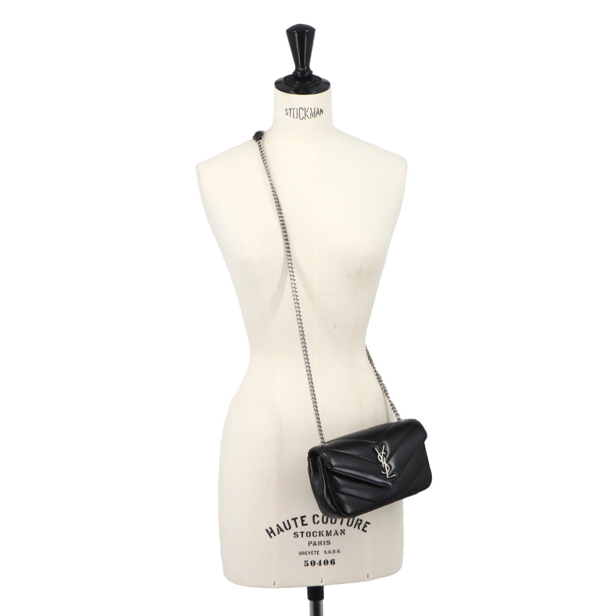 Loulou Mini Chain Shoulder Bag Leather Black 821749