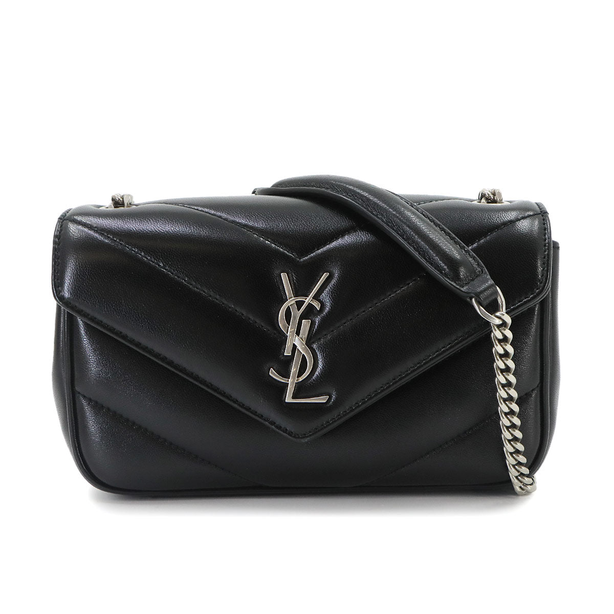 Loulou Mini Chain Shoulder Bag Leather Black 821749