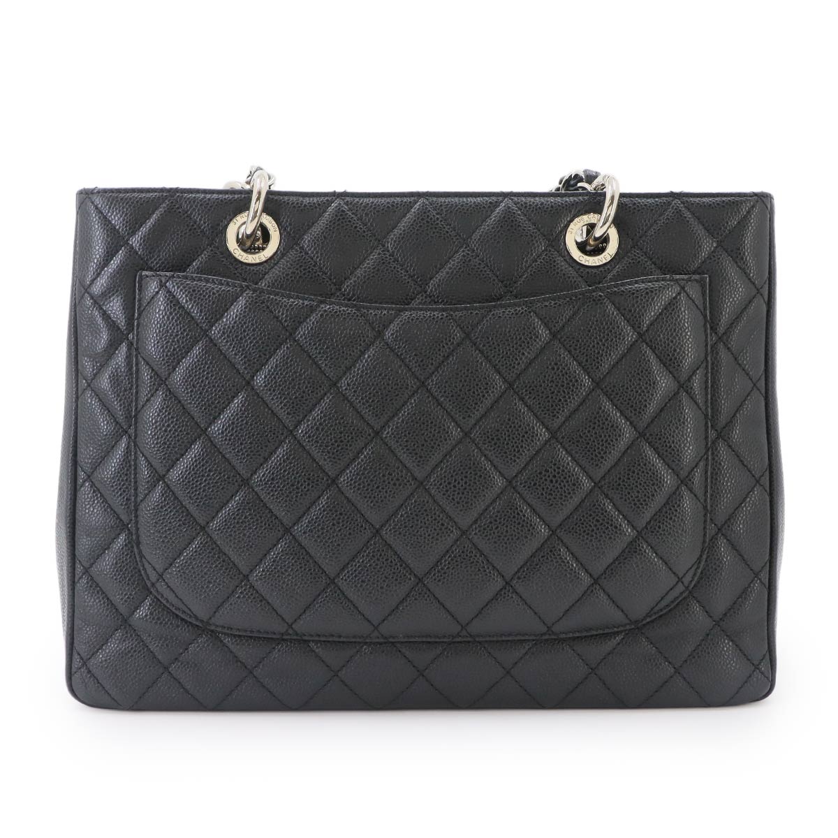 Matelasse Grand Shopping Tote Bag Leather Black GST A50995
