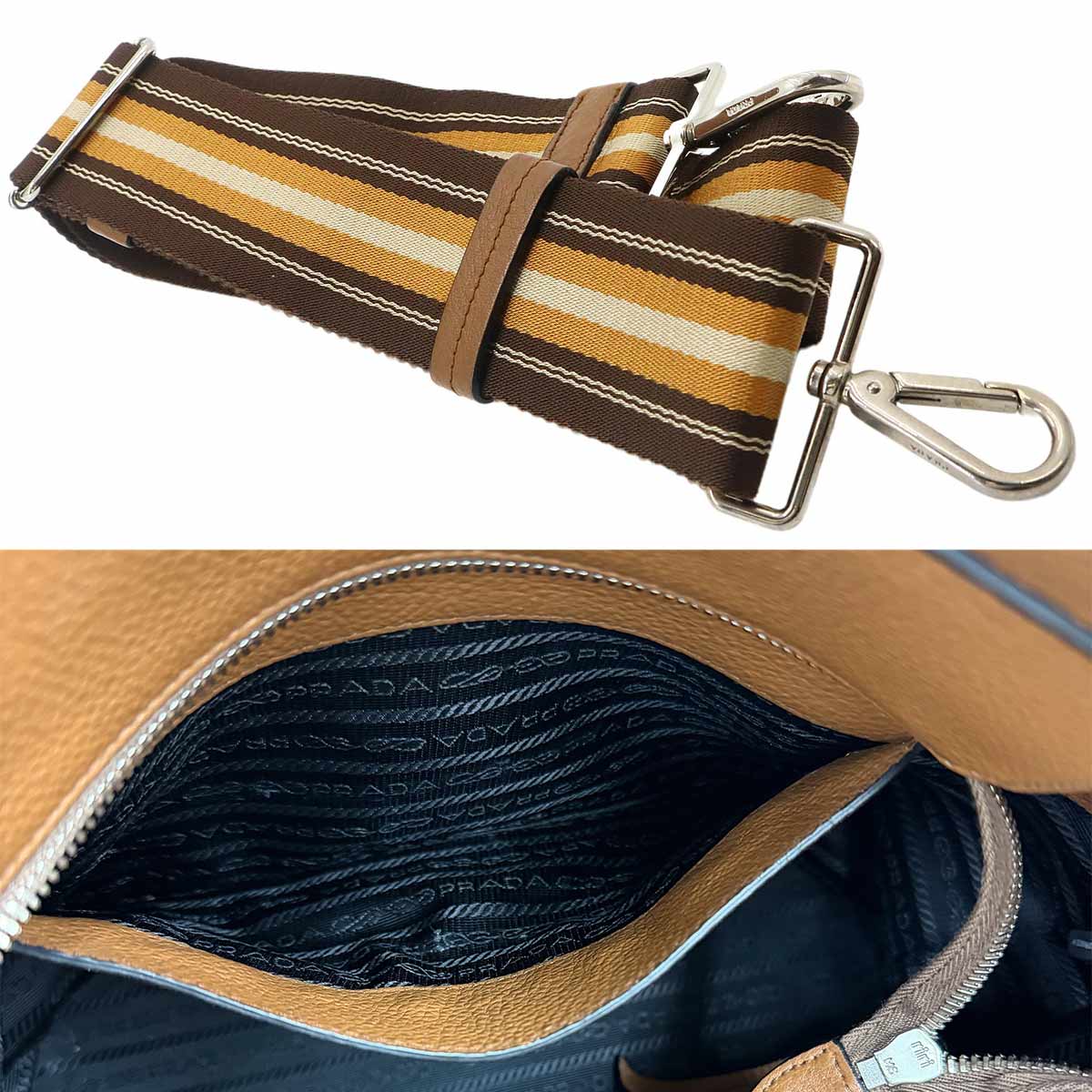 Shoulder Bag Leather Cannella Brown 1BE023 Emboss Logos