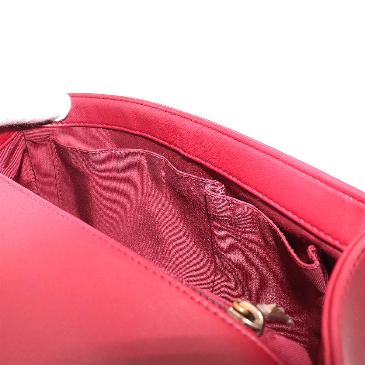BOY CHANEL Large Chain Shoulder Bag Leather Bordeaux Purse