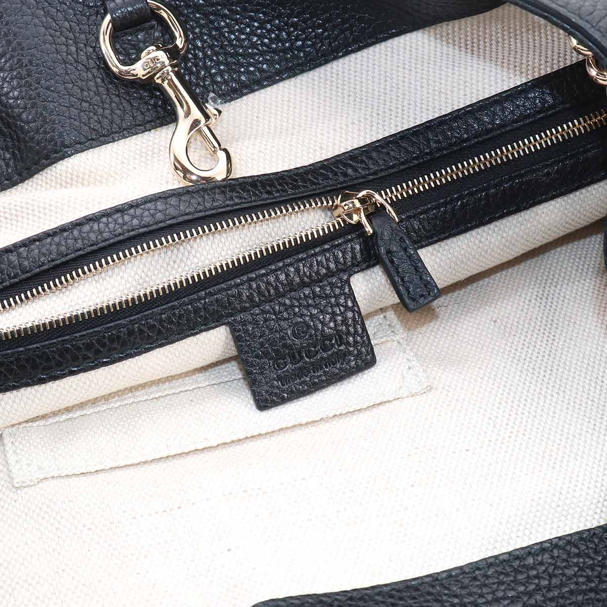Interlocking G Soho Chain Tote Bag Leather Black 536196 Purse