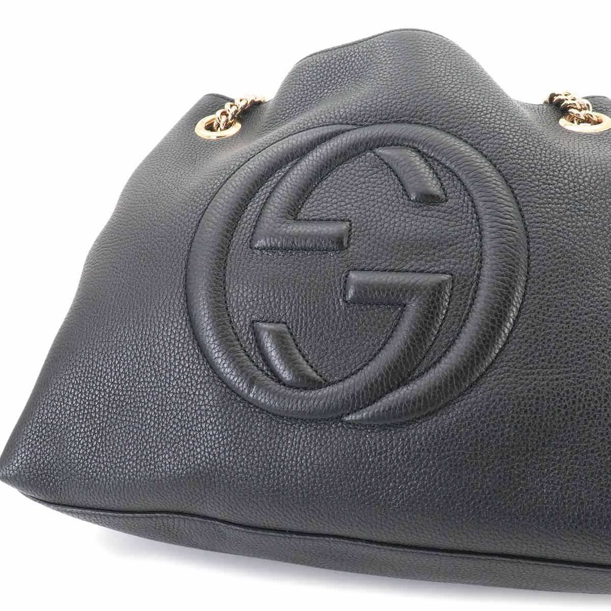 Interlocking G Soho Chain Tote Bag Leather Black 536196 Purse