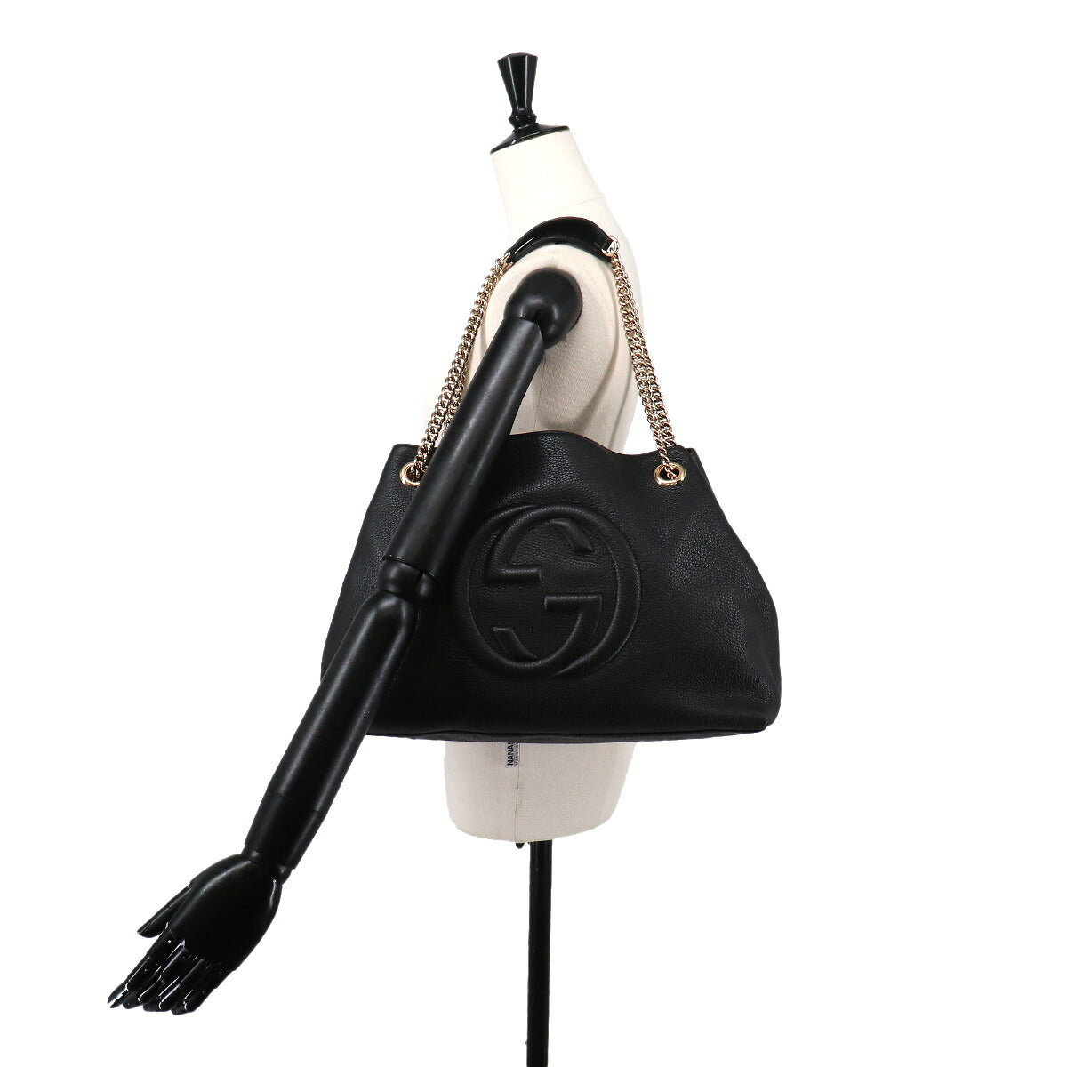 Interlocking G Soho Chain Tote Bag Leather Black 536196 Purse