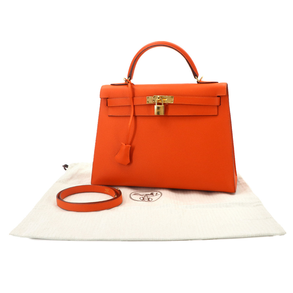 Kelly 32 Epsom Feu Orange 2way Hand Shouder Bag