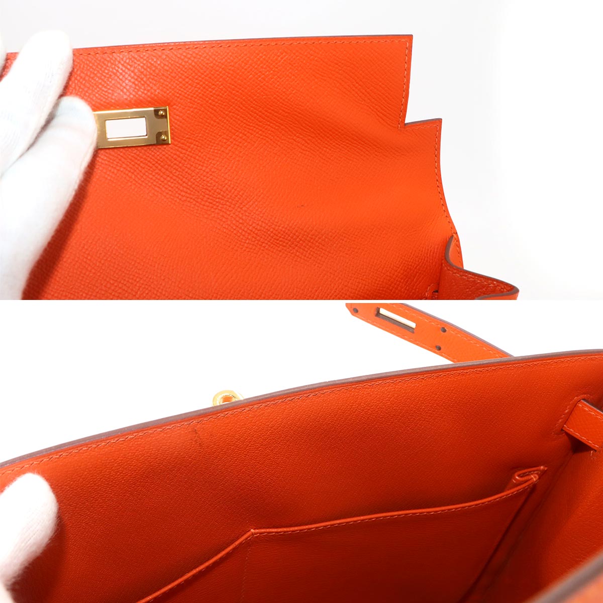 Kelly 32 Epsom Feu Orange 2way Hand Shouder Bag