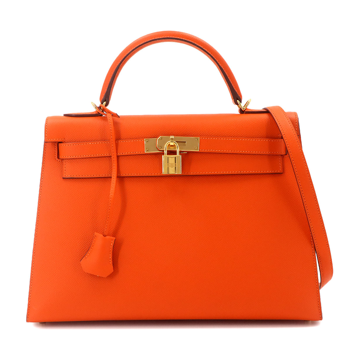 Kelly 32 Epsom Feu Orange 2way Hand Shouder Bag