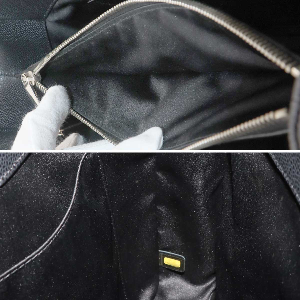 Matelasse Grand Shopping Tote Bag Leather Black GST A50995