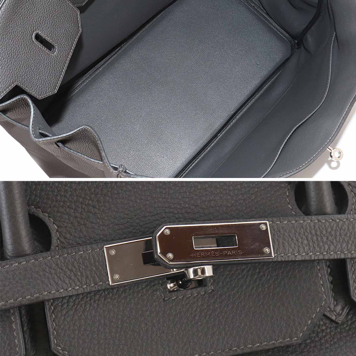 Birkin 40 Veau Togo Graphite Hand Bag Grey Purse