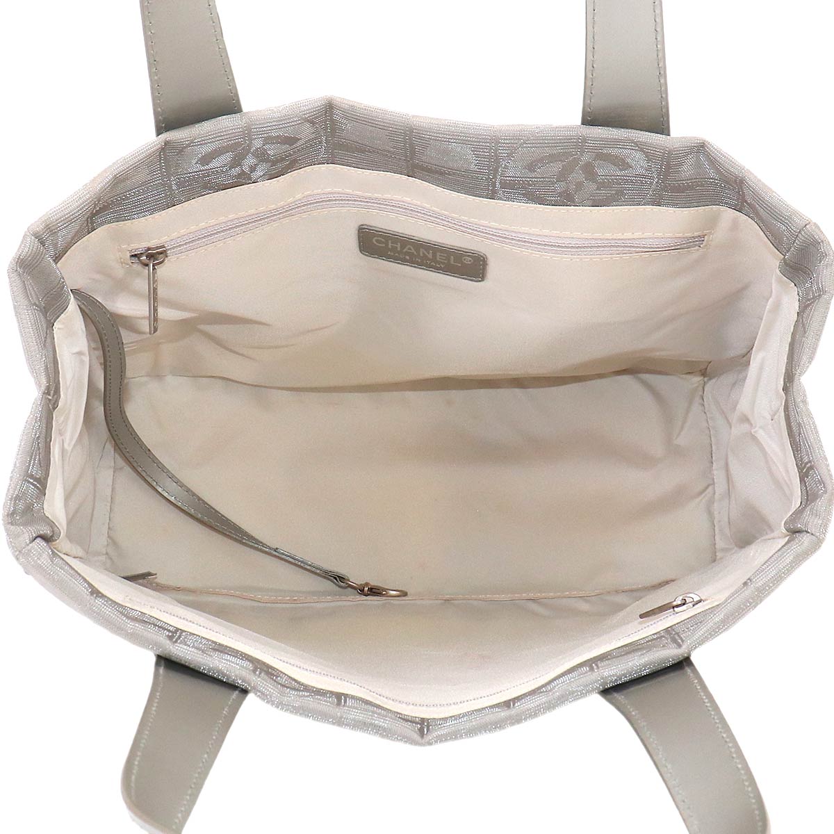 New Travel Line Tote PM Bag Nylon Jacquard Leather Silver A20457