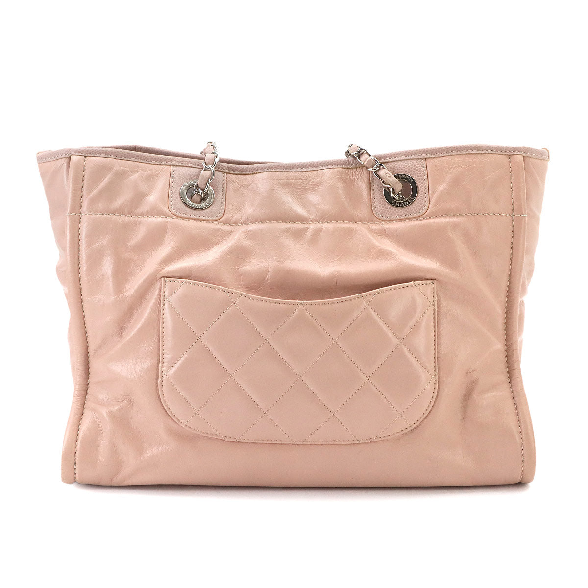 Deauville Chain Tote Bag Leather Pink A93257 Purse