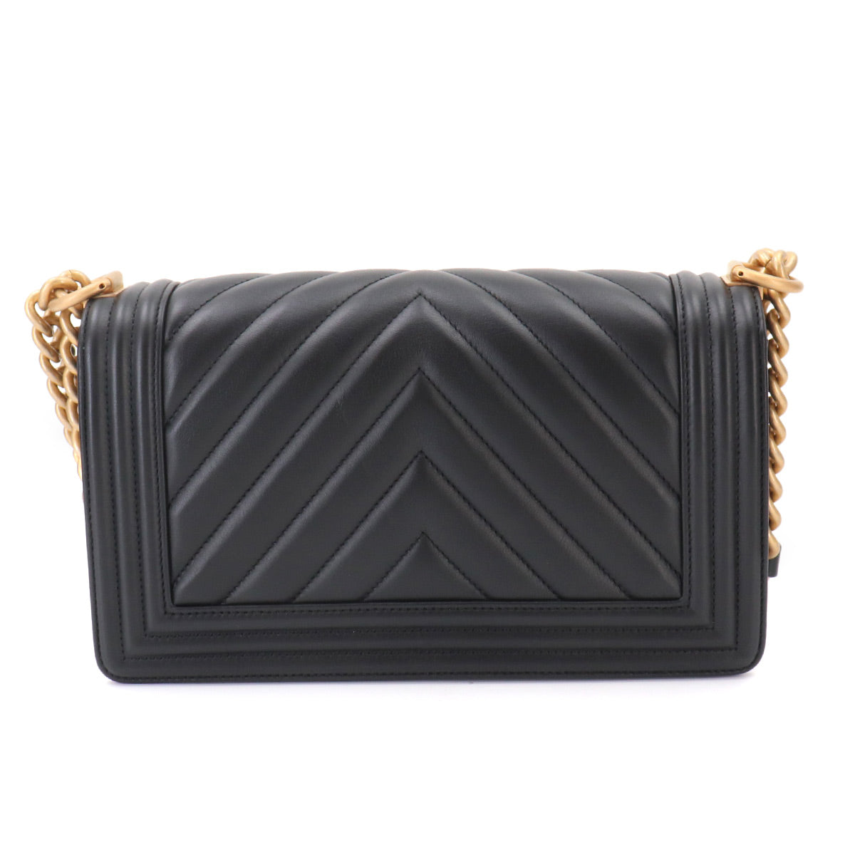 BOY CHANEL Chain Shoulder Bag Leather Black A67086 Chevron