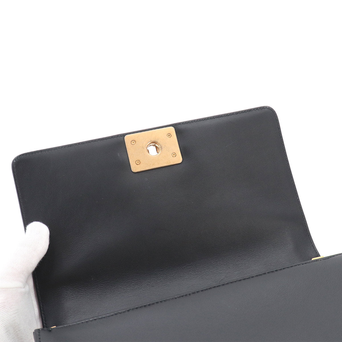 BOY CHANEL Chain Shoulder Bag Leather Black A67086 Chevron