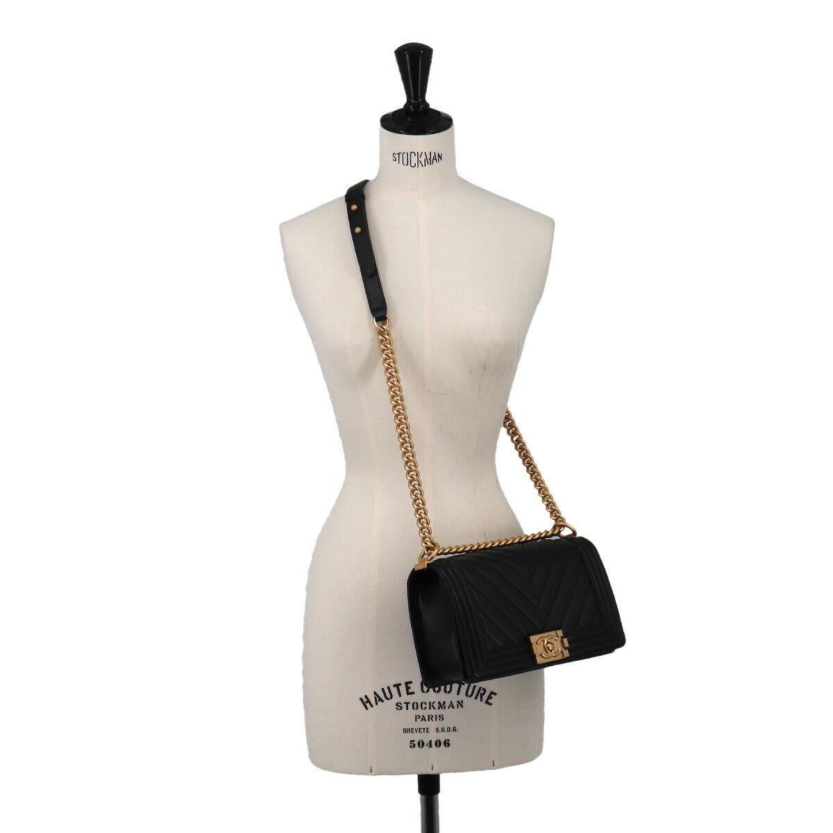 BOY CHANEL Chain Shoulder Bag Leather Black A67086 Chevron