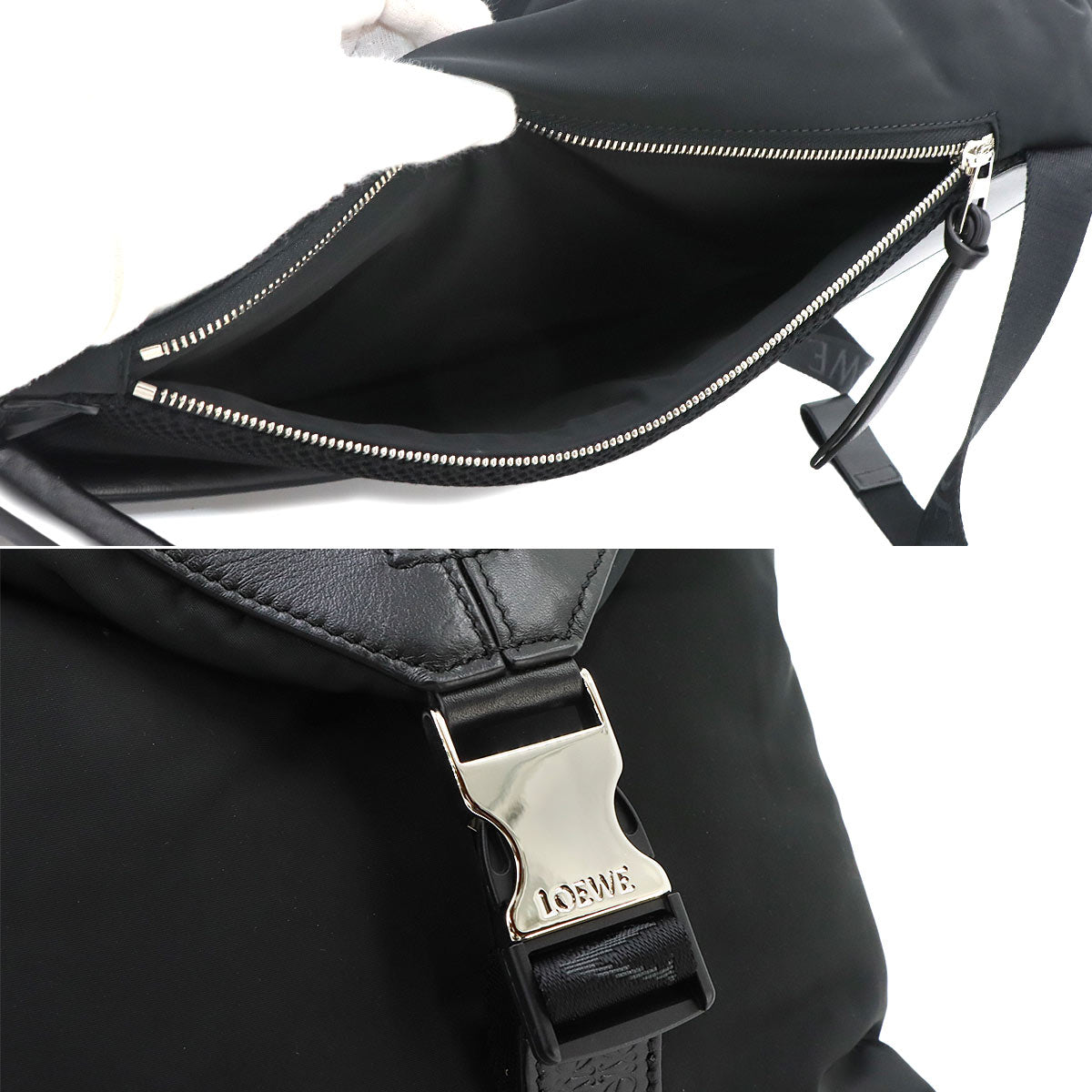 Convertible Backpack Nylon Leather Black B777W22X02 Purse