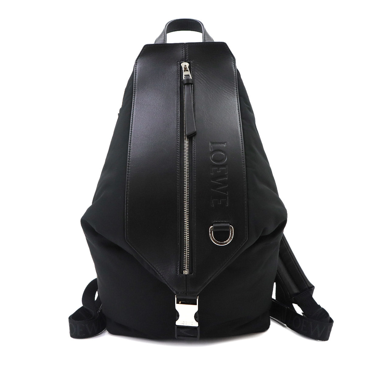 Convertible Backpack Nylon Leather Black B777W22X02 Purse