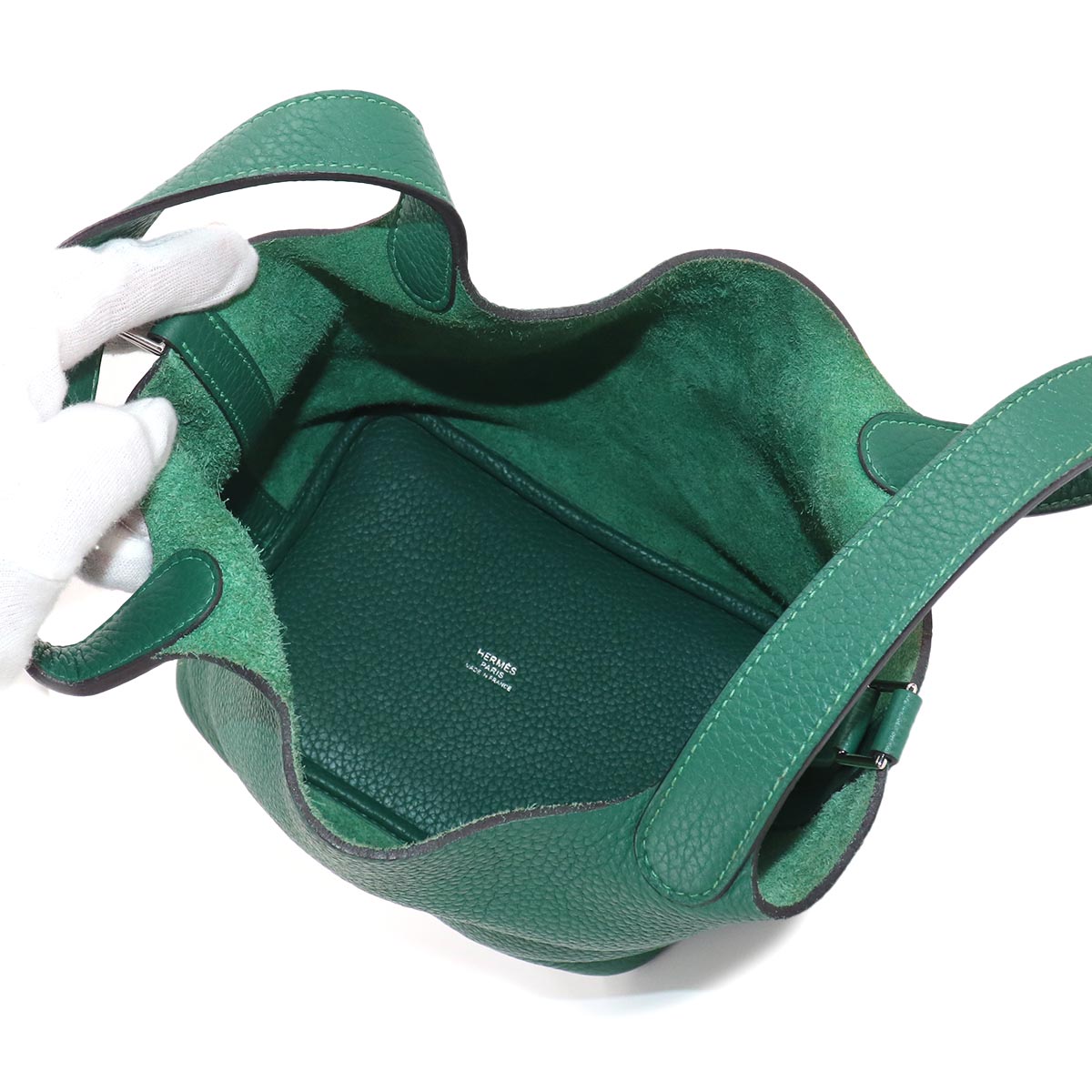 Picotin Lock PM Hand Bag Taurillon Clemence Malachite