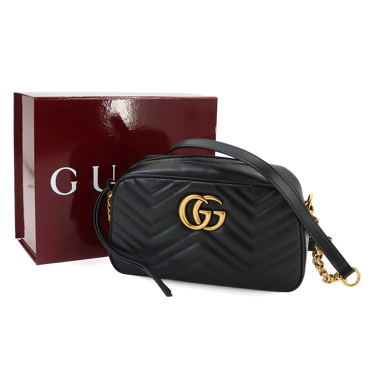 GG Marmont Chain Shoulder Bag Leather Black 447632 Purse