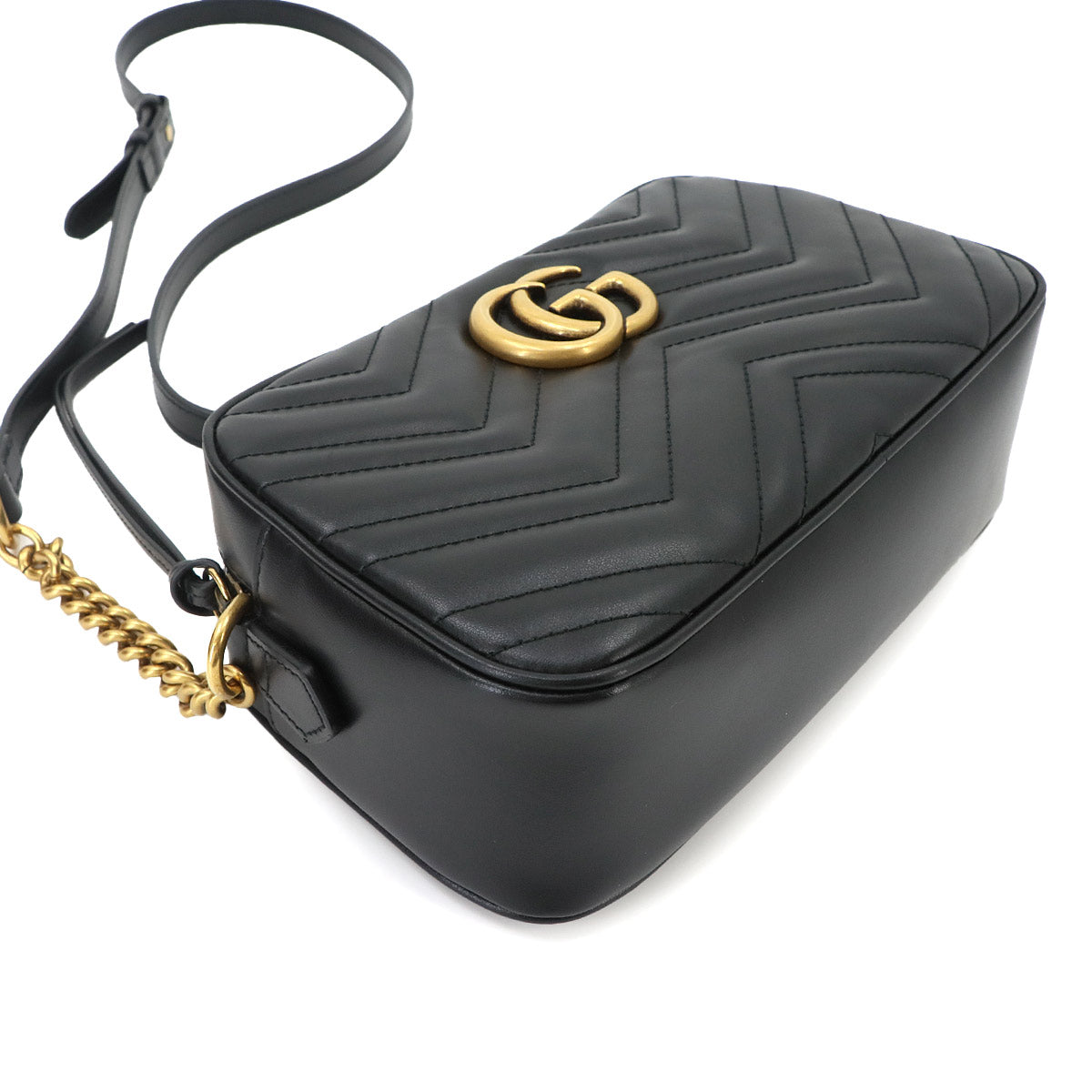 GG Marmont Chain Shoulder Bag Leather Black 447632 Purse