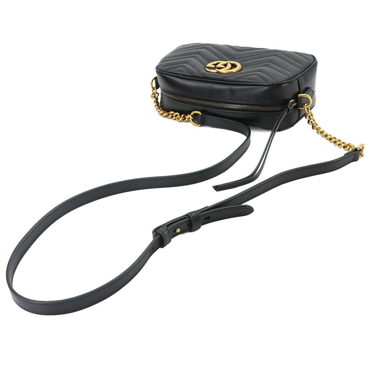 GG Marmont Chain Shoulder Bag Leather Black 447632 Purse