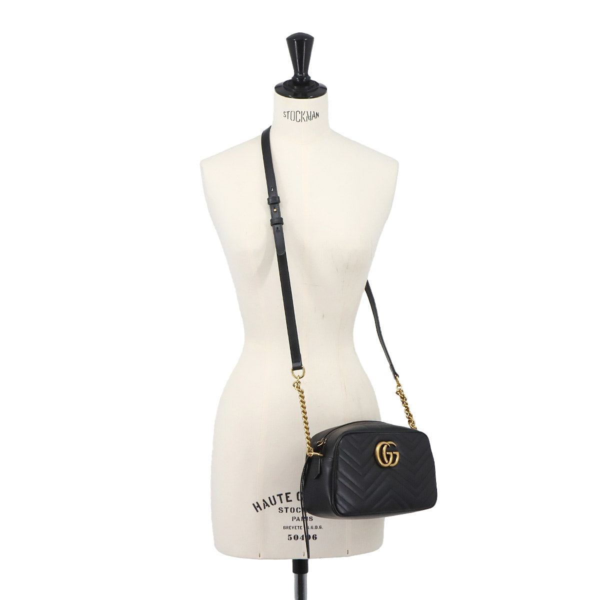GG Marmont Chain Shoulder Bag Leather Black 447632 Purse