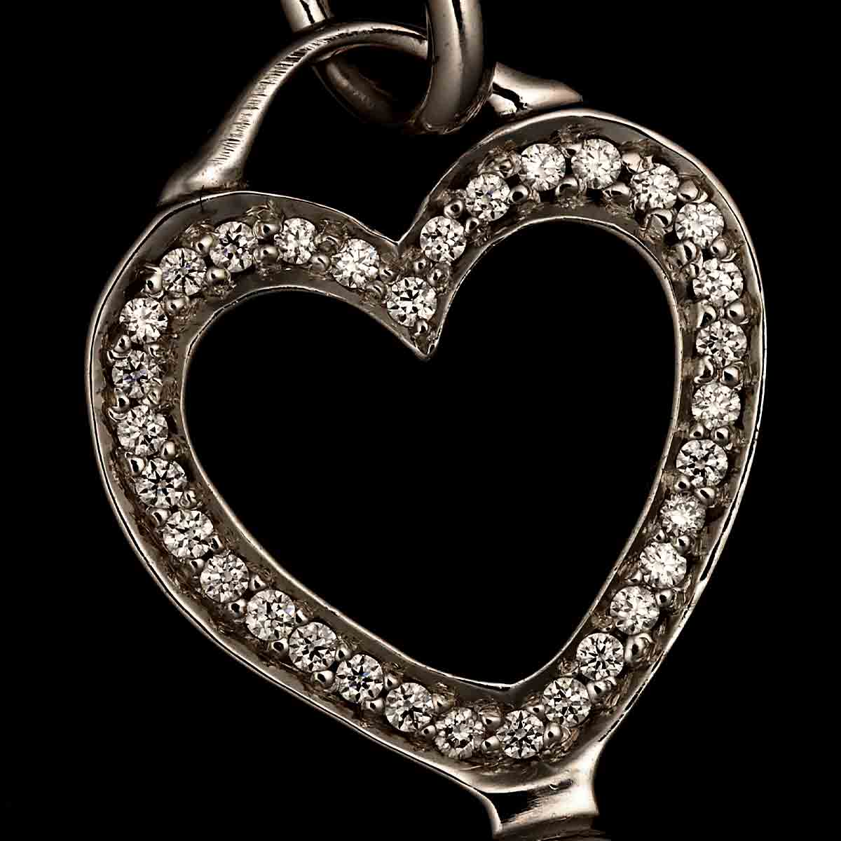 Heart Key Diamond Necklace 18K White Gold 750