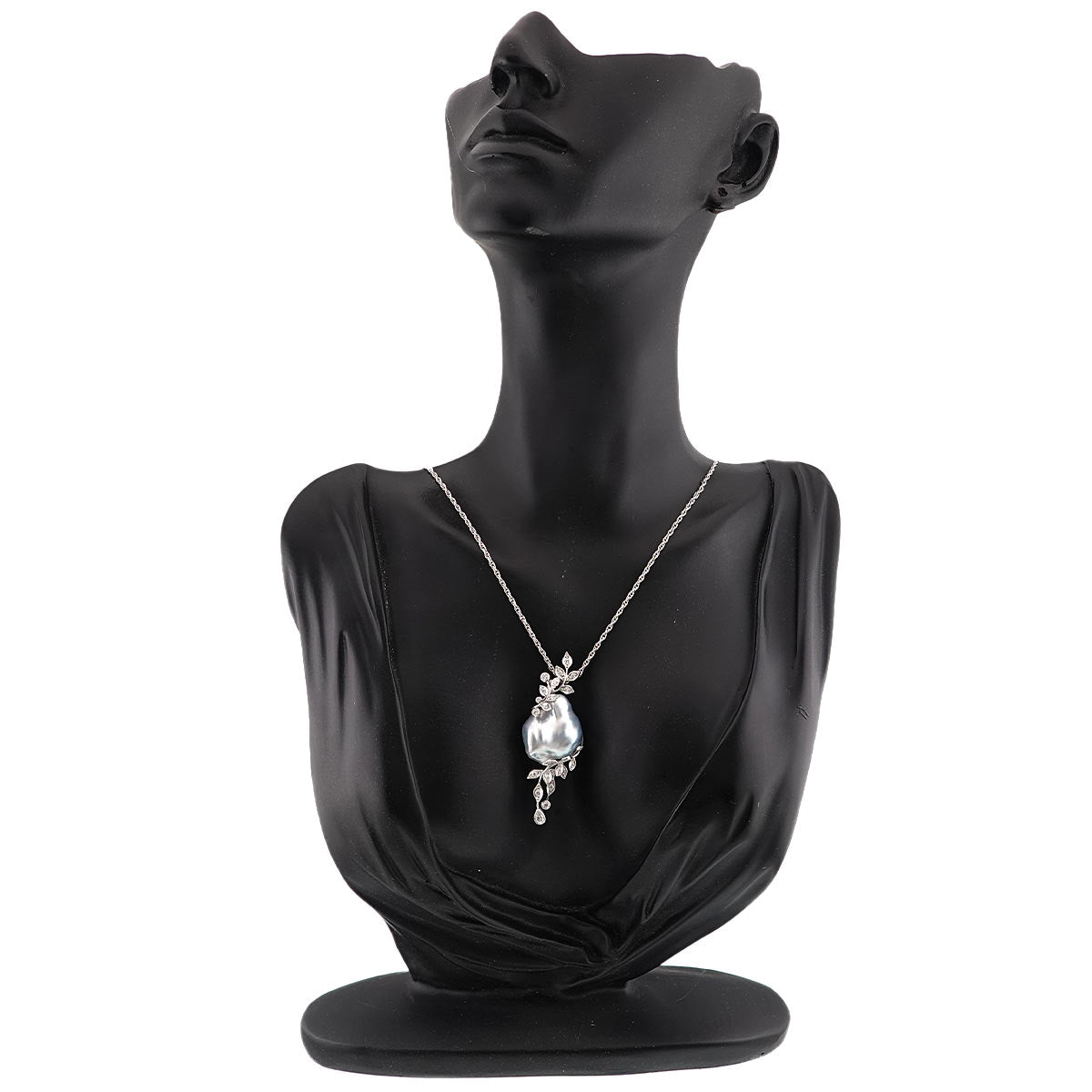 Baroque Pearl Diamond Necklace 18K White Gold 750