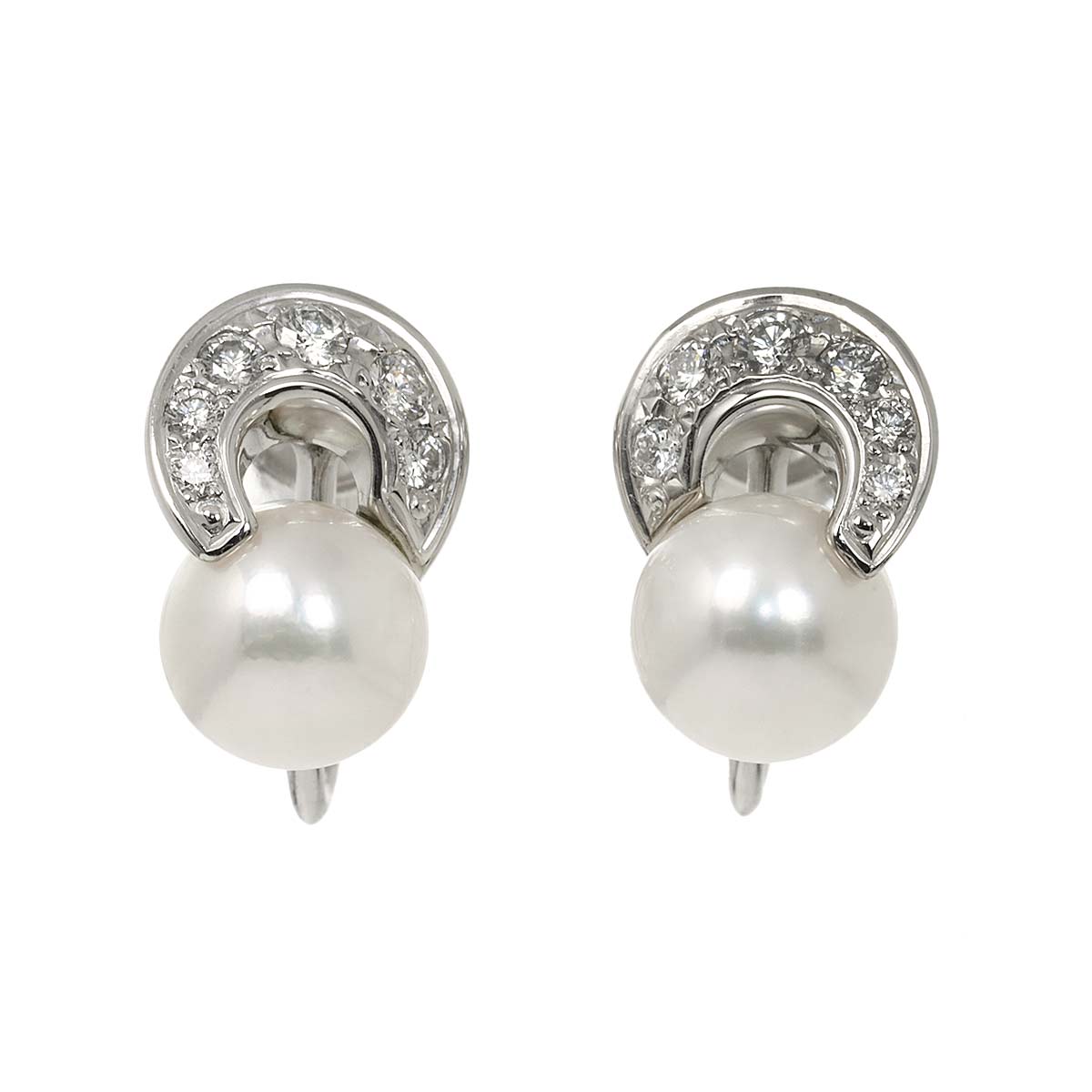 Akoya Pearl 7.0mm Diamond Earrings Clip on 18K WG 750